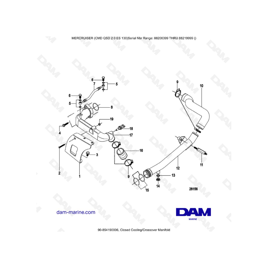 MERCRUISER CMD QSD 2.0 ES 130 - Closed Cooling/Crossover Manifold