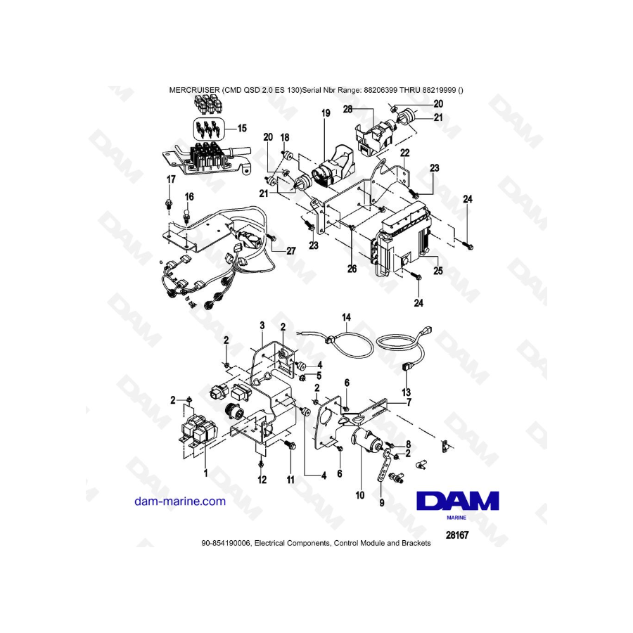 MERCRUISER CMD QSD 2.0 ES 130 - Electrical Components, Control Module and Brackets