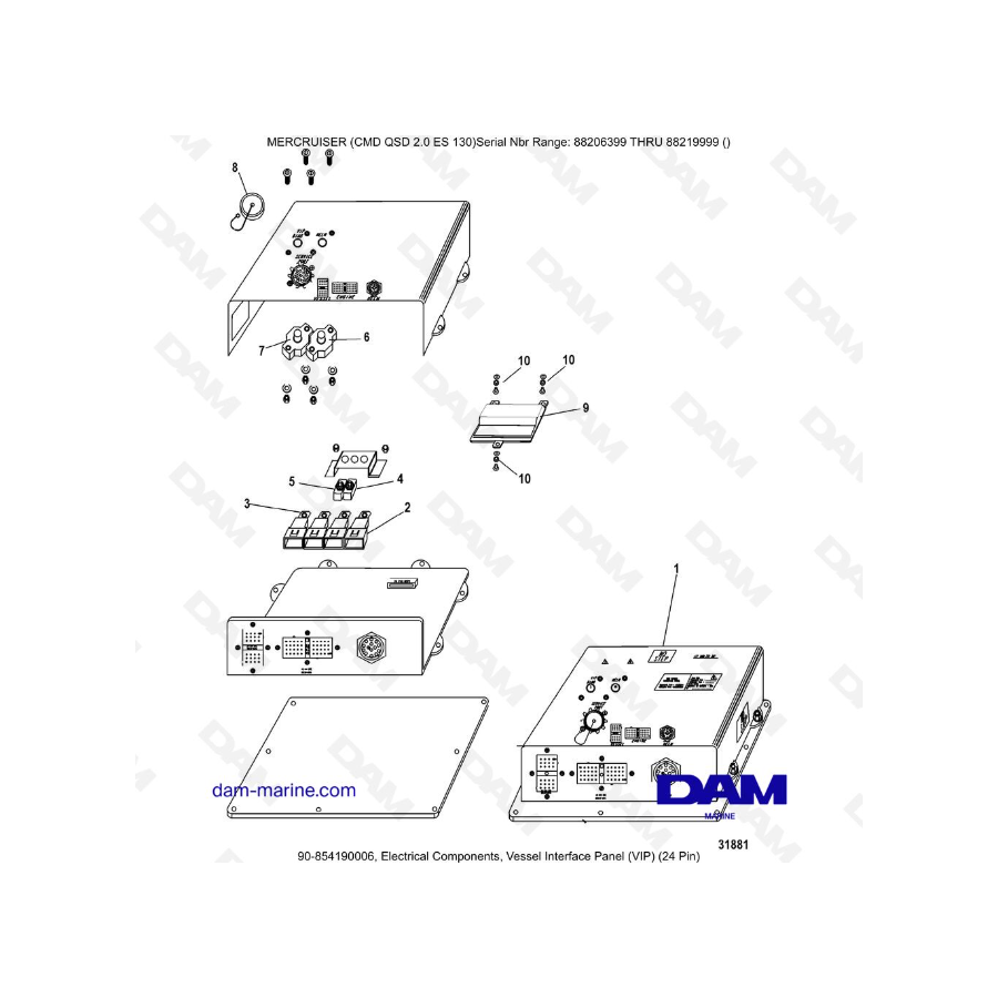 MERCRUISER CMD QSD 2.0 ES 130 - Electrical Components, Vessel Interface Panel (VIP) (24 Pin) MERCRUISER CMD QSD 2.0 ES 130 - Electrical Components, Vessel Interface Panel (VIP) (24 Pin)