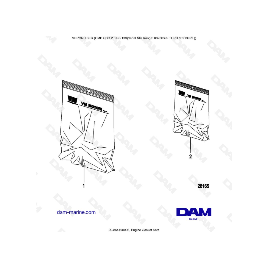 MERCRUISER CMD QSD 2.0 ES 130 - Engine Gasket Sets MERCRUISER CMD QSD 2.0 ES 130 - Engine Gasket Sets