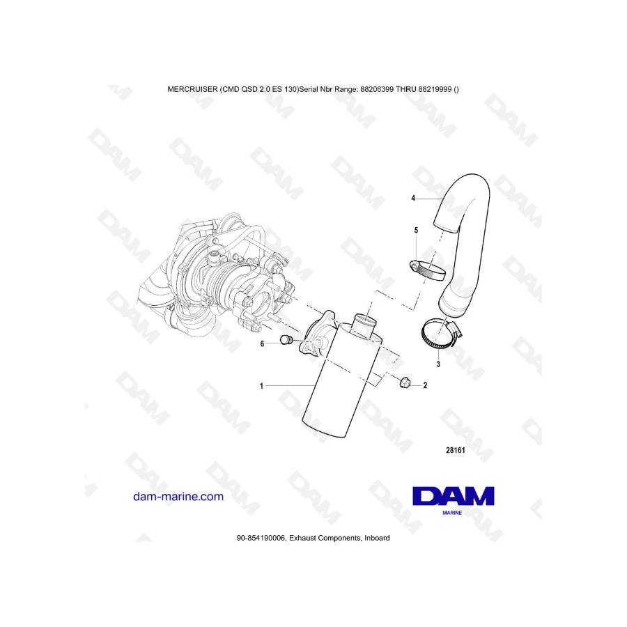 MERCRUISER CMD QSD 2.0 ES 130 - Exhaust Components, Inboard MERCRUISER CMD QSD 2.0 ES 130 - Exhaust Components, Inboard