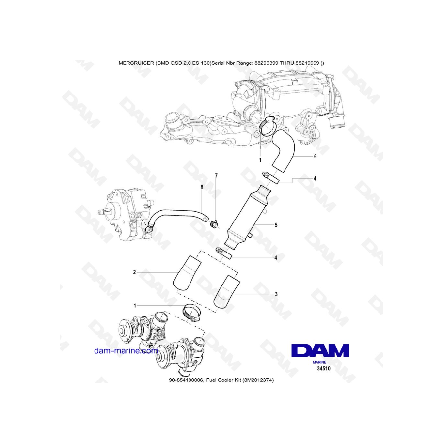 MERCRUISER CMD QSD 2.0 ES 130 - Fuel Cooler Kit (8M2012374)