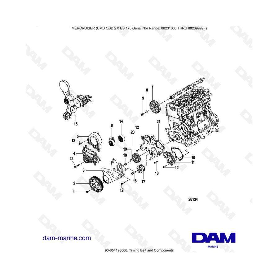 Mercruiser CMD QSD 2.0 ES 170 - Timing Belt and Components