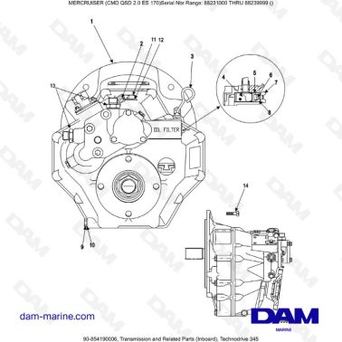 Mercruiser CMD QSD 2.0 ES 170 - Transmission and Related Parts (Inboard), Technodrive 345