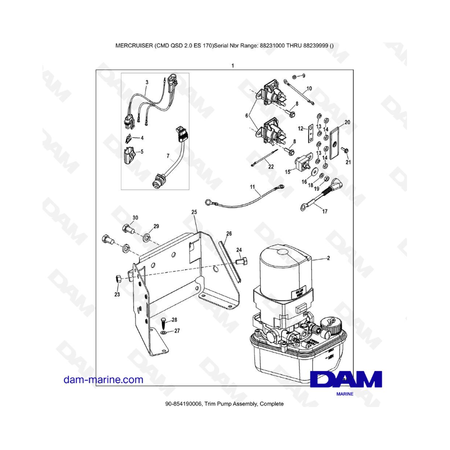 Mercruiser CMD QSD 2.0 ES 170 - Trim Pump Assembly, Complete