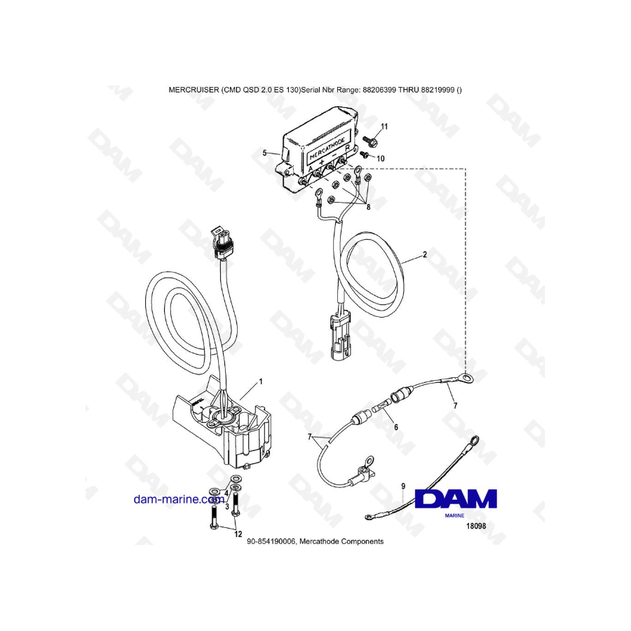 MERCRUISER CMD QSD 2.0 ES 130 - Mercathode Components