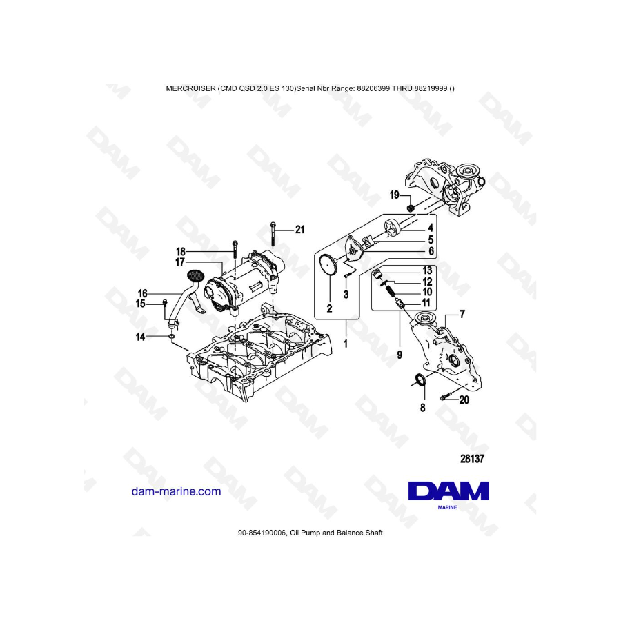 MERCRUISER CMD QSD 2.0 ES 130 - Bomba de aceite y eje de equilibrio