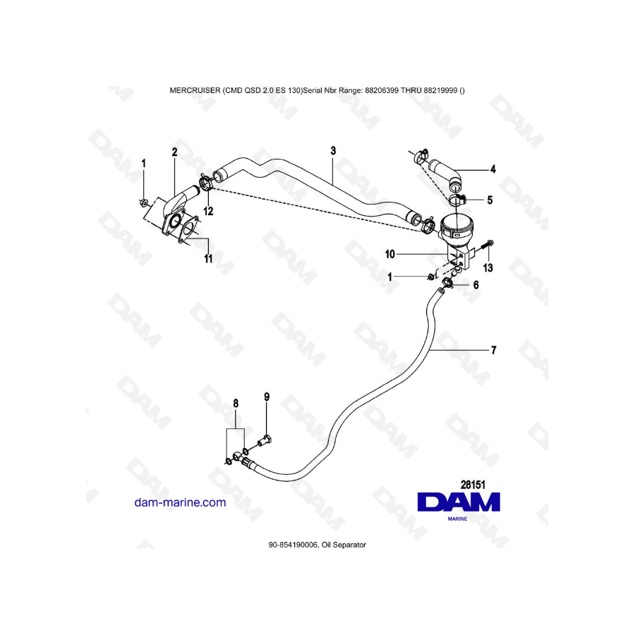 MERCRUISER CMD QSD 2.0 ES 130 - Separador de aceite