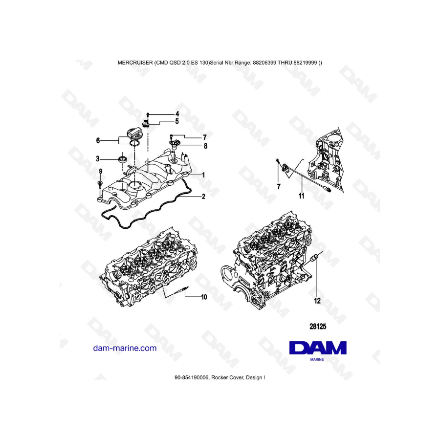 MERCRUISER CMD QSD 2.0 ES 130 - Tapa de balancines, Diseño I
