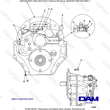 MERCRUISER CMD QSD 2.0 ES 130 - Transmission and Related Parts (Inboard), Technodrive 345