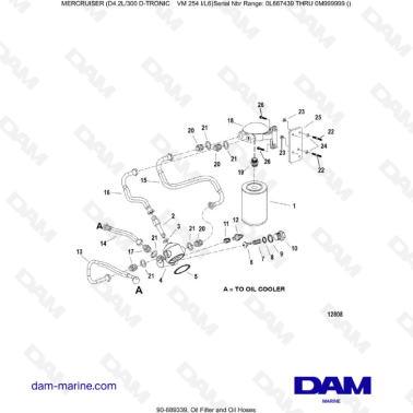 Mercruiser D4.2 - 300D - TRONIC - Oil Filter and Oil Hoses