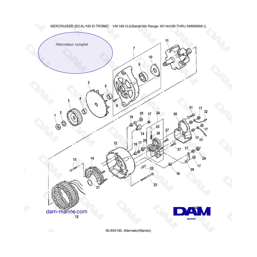 Mercruiser D2.8L 165 D-TRONIC - Alternador (Mando)