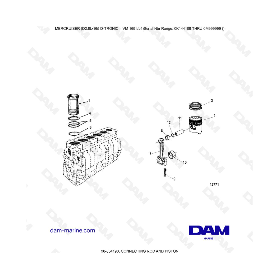 Mercruiser D2.8L 165 D-TRONIC - CONNECTING ROD AND PISTON