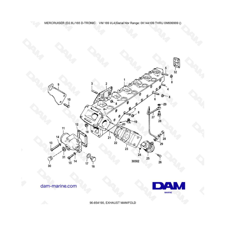 Mercruiser D2.8L 165 D-TRONIC - COLECTOR DE ESCAPE