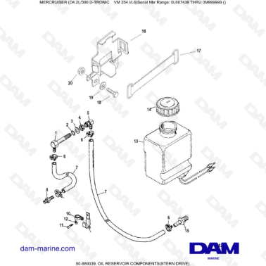 Mercruiser D4.2 - 300D - TRONIC - OIL RESERVOIR COMPONENTS STERN DRIVE