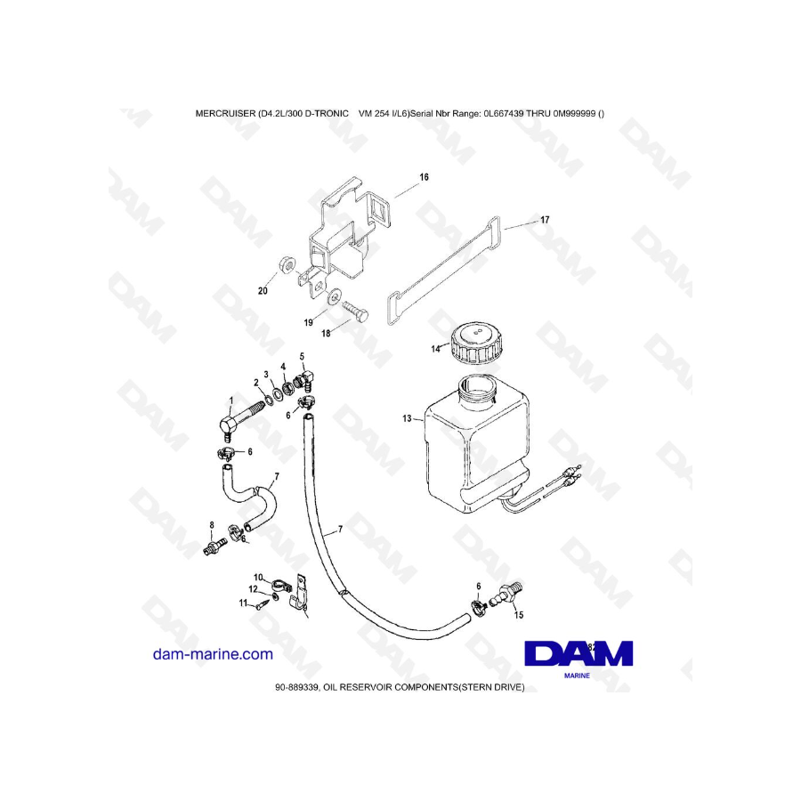 Mercruiser D4.2 - 300D - TRONIC - COMPONENTES DEL DEPÓSITO DE ACEITE TRANSMISIÓN DE POPA