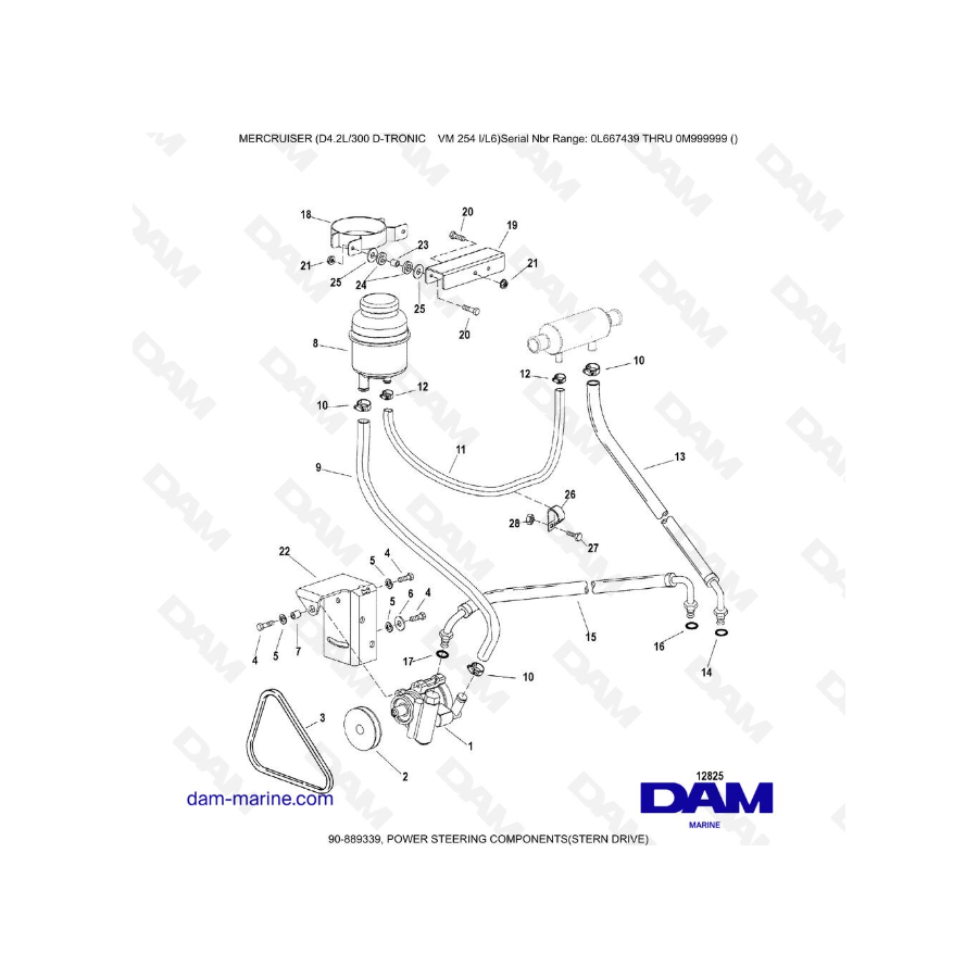 Mercruiser D4.2 - 300D - TRONIC - POWER STEERING COMPONENTS STERN DRIVE
