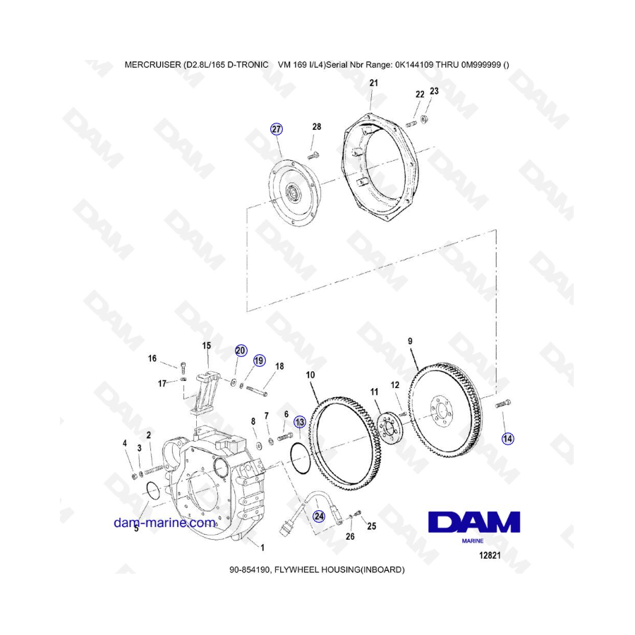 Mercruiser D2.8L 165 D-TRONIC - CAJA DEL VOLANTE (INTERIOR)