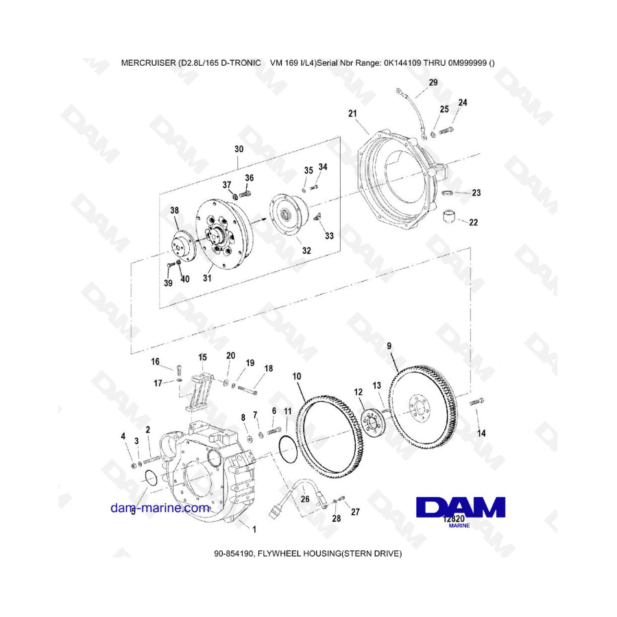 Mercruiser D2.8L 165 D-TRONIC - CAJA DEL VOLANTE (TRACCIÓN DE POPA)