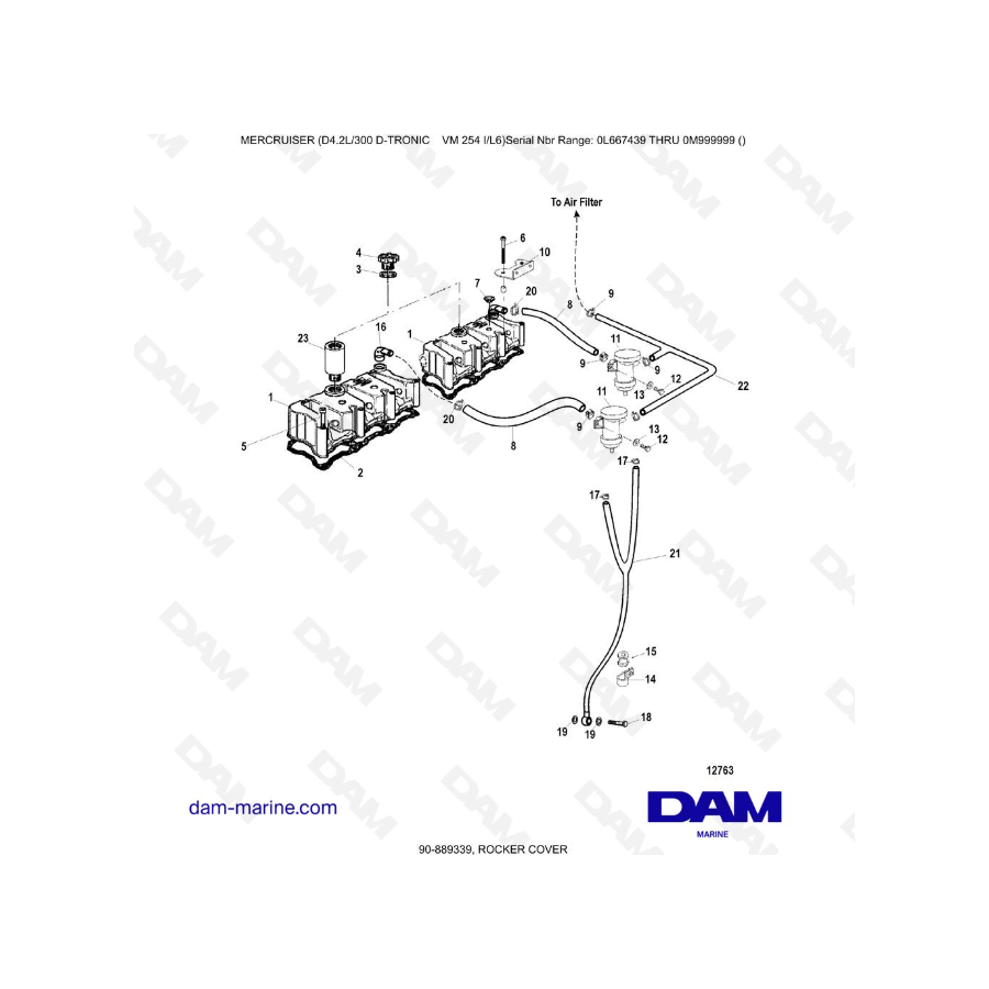 Mercruiser D4.2 - 300D - TRONIC - TAPA DE BALANCINES