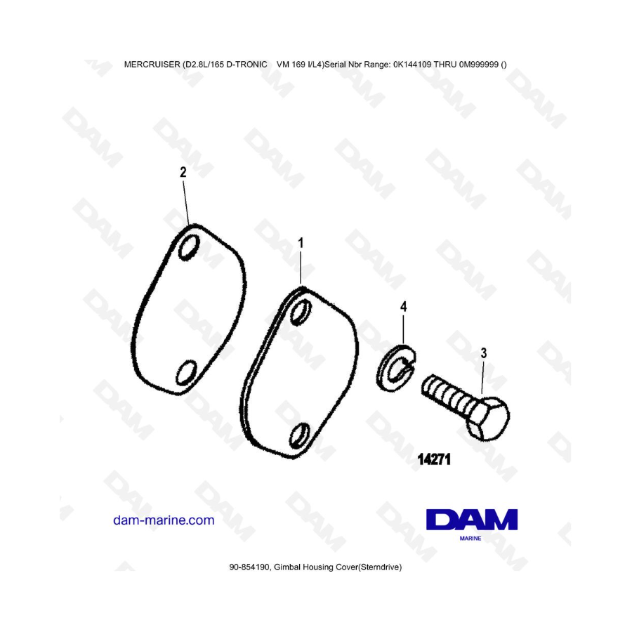 Mercruiser D2.8L 165 D-TRONIC - Cubierta de la carcasa del cardán (Sterndrive)