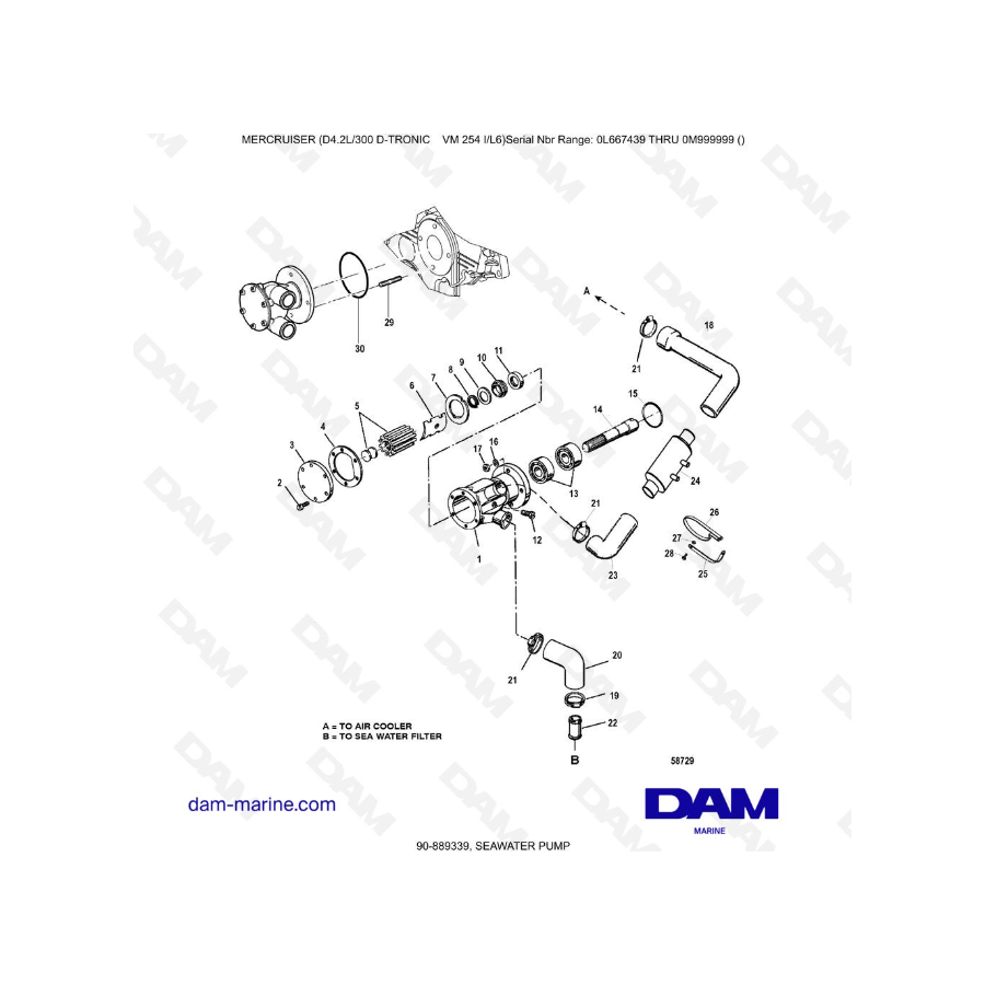 Mercruiser D4.2 - 300D - TRONIC - BOMBA DE AGUA DE MAR