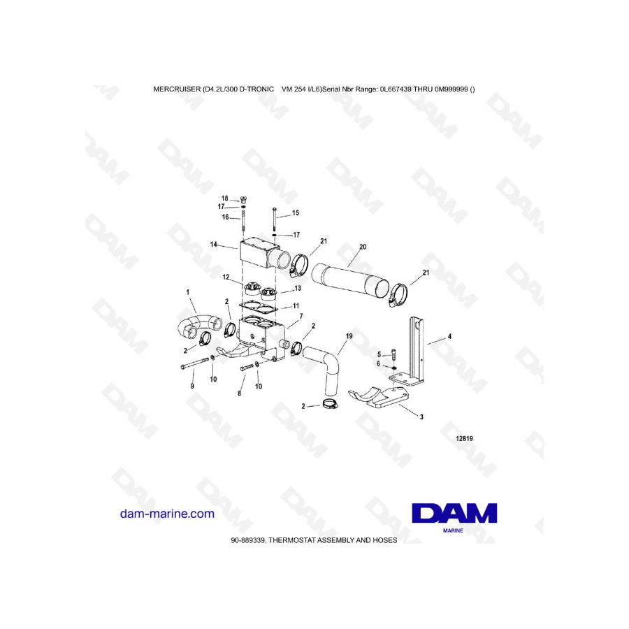 Mercruiser D4.2 - 300D - TRONIC - CONJUNTO DE TERMOSTATO Y MANGUERAS