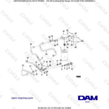 Mercruiser D2.8L 165 D-TRONIC - OIL FILTER AND OIL HOSES