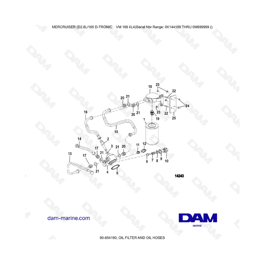 Mercruiser D2.8L 165 D-TRONIC - OIL FILTER AND OIL HOSES