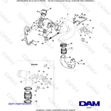 Mercruiser D4.2 - 300D - TRONIC - TURBO CHARGER/EXHAUST ELBOW