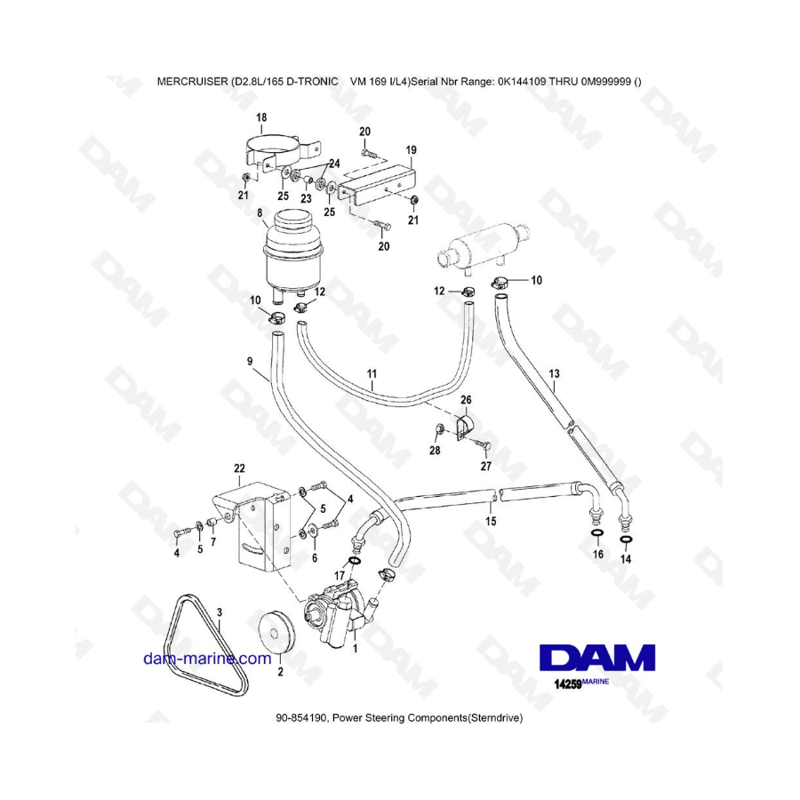 Mercruiser D2.8L 165 D-TRONIC - Componentes de la dirección asistida (Sterndrive)