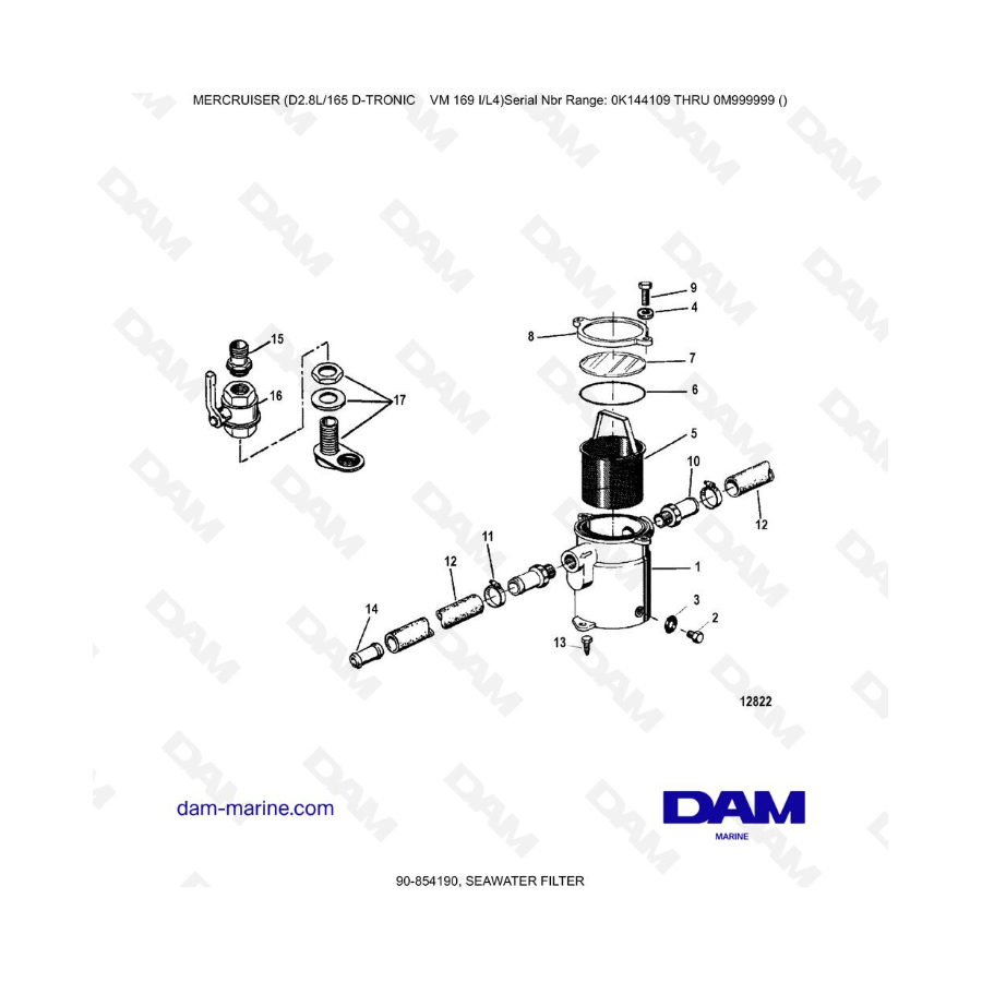 Mercruiser D2.8L 165 D-TRONIC - FILTRO DE AGUA DE MAR