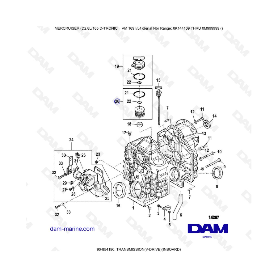 Mercruiser D2.8L D-TRONIC - TRANSMISIÓN (V-DRIVE) (INTRABORDA)