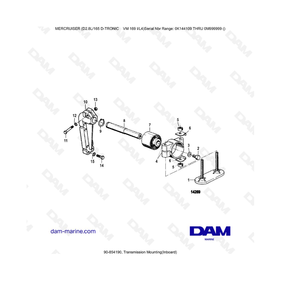 Mercruiser D2.8L D-TRONIC - Montaje de la transmisión (interior)