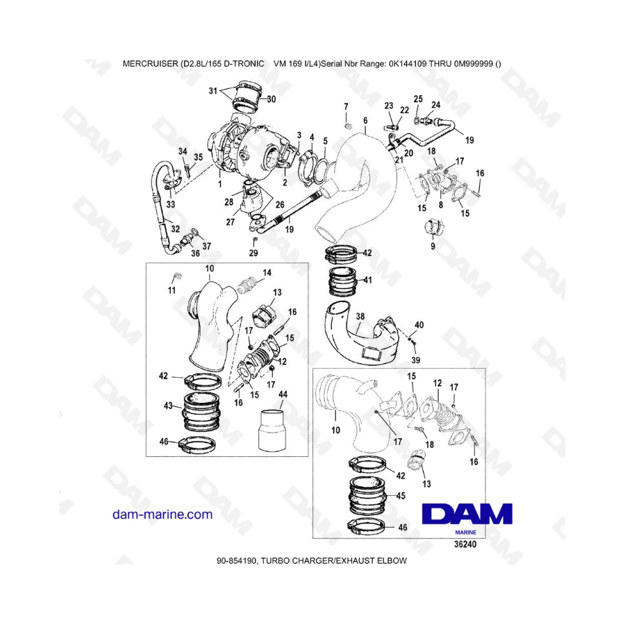 Mercruiser D2.8L D-TRONIC - CODO DE ESCAPE/TURBOCOMPRESOR