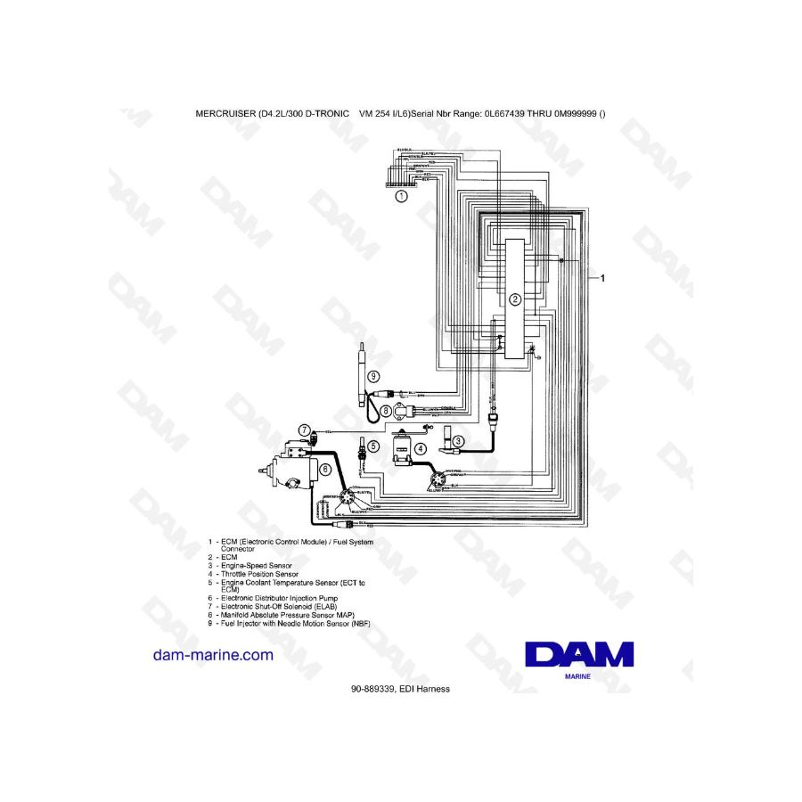 Mercruiser D4.2 - 300D - TRONIC - Arnés EDI