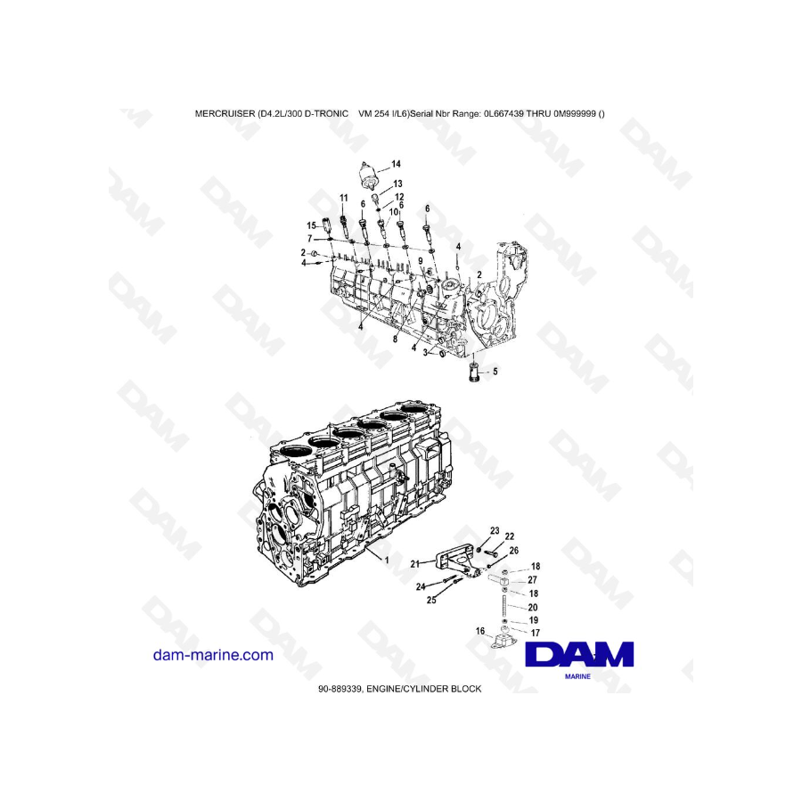 Mercruiser D4.2 - 300D - TRONIC - MOTOR - BLOQUE DE CILINDROS