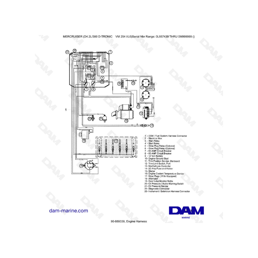 Mercruiser D4.2 - 300D - TRONIC - Arnés de motor