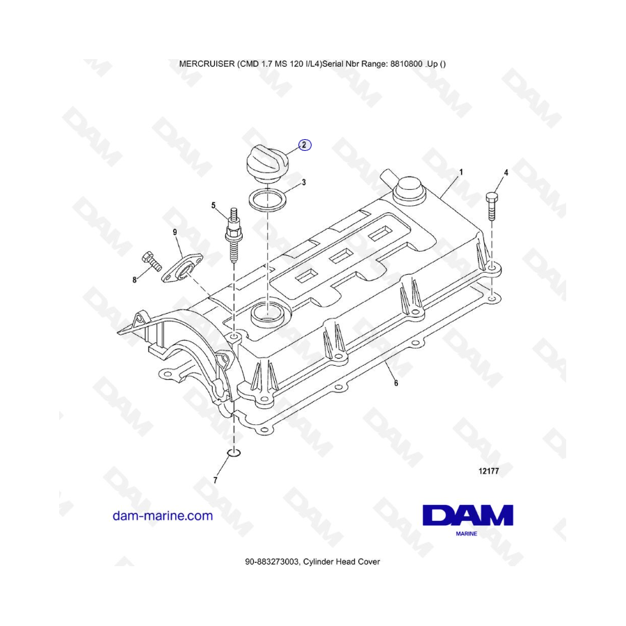 Mercruiser CMD 1.7L MS - Cylinder Head Cover