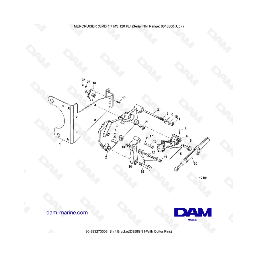 Mercruiser CMD 1.7 MS 120 - Shift Bracket(DESIGN I-With Cotter Pins)