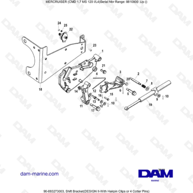 Mercruiser CMD 1.7 MS 120 - Shift Bracket(DESIGN II-With Hairpin Clips or 4 Cotter Pins)