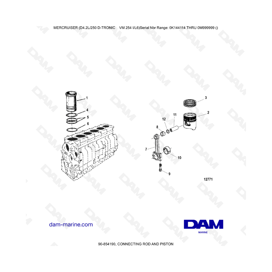 Mercruiser D4.2L 250 D-TRONIC - CONNECTING ROD AND PISTON