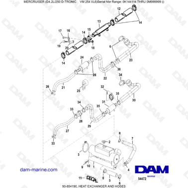 Mercruiser D4.2L 250 D-Tronic - HEAT EXCHANGER AND HOSES