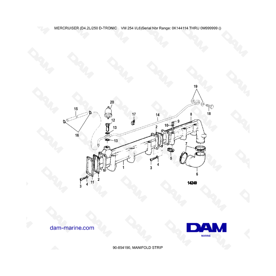 Mercruiser D4.2L 250 D-TRONIC - MANIFOLD STRIP