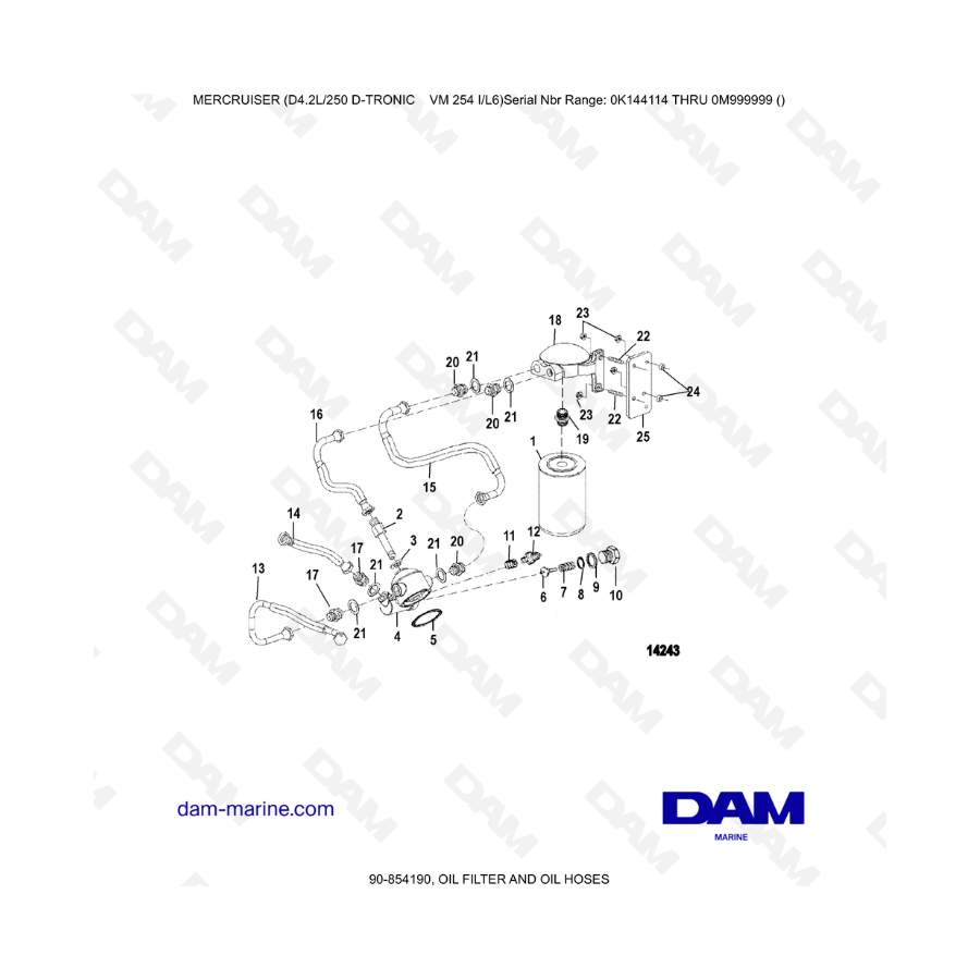 Mercruiser D4.2L 250 D-TRONIC - OIL FILTER AND OIL HOSES