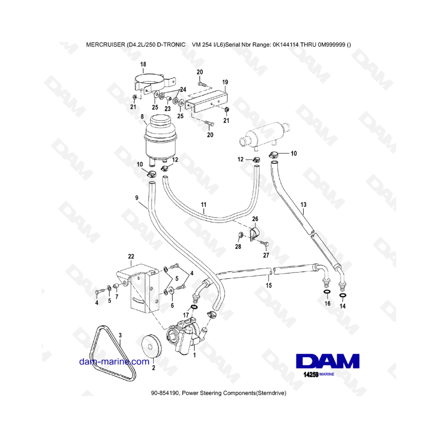 Mercruiser D4.2L 250 D-TRONIC - Power Steering Components(Sterndrive)