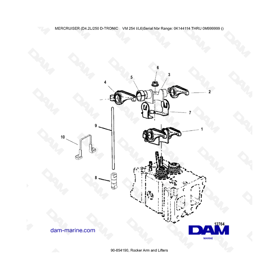 Mercruiser D4.2L 250 D-TRONIC - Rocker Arm and Lifters