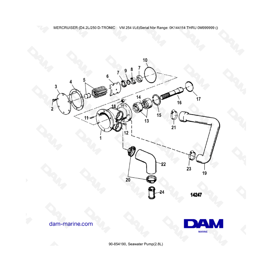 Mercruiser D4.2L 250 D-TRONIC - Seawater Pump(2.8L)