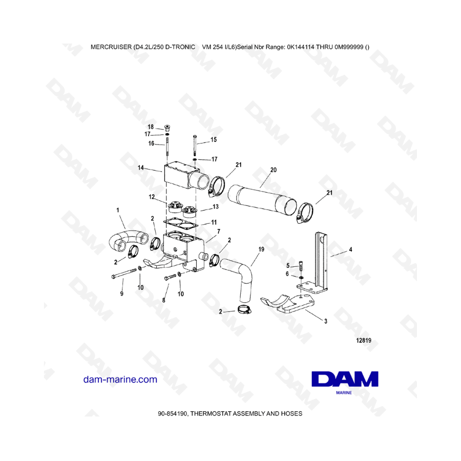 Mercruiser D4.2L 250 D-TRONIC - CONJUNTO DE TERMOSTATO Y MANGUERAS