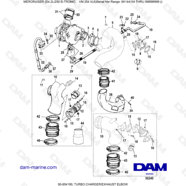 Mercruiser D4.2L 250 D-TRONIC - TURBO CHARGER/EXHAUST ELBOW